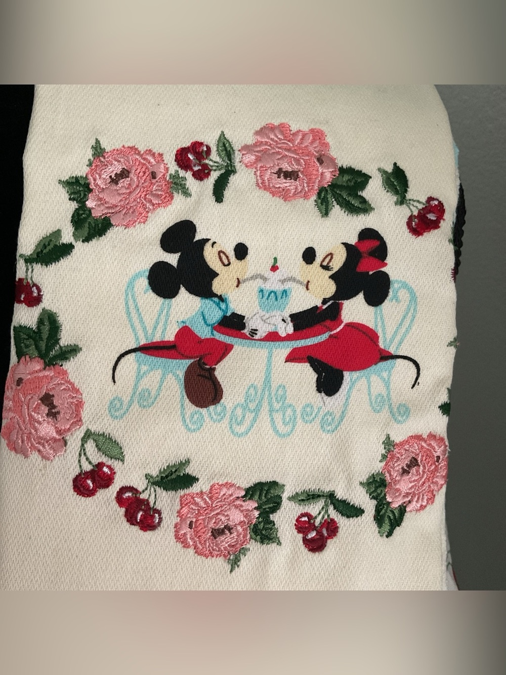 NWT Disney Parks Retro Cherry Mickey Minnie 2 Pack Kitchen Dish Towels Set
